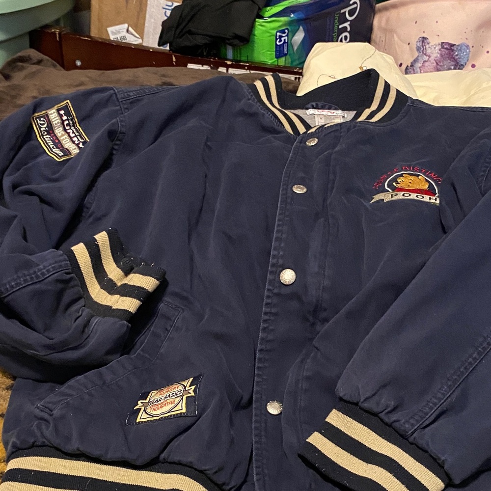 Navy Varsity Jacket with Patches